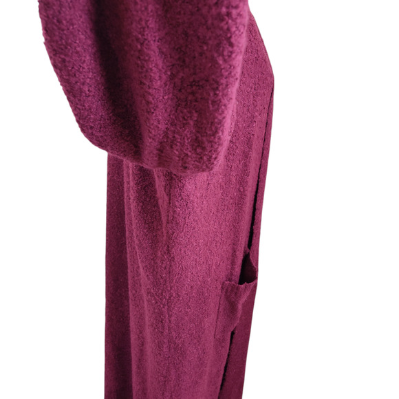 Ashley Stewart Sweater Women's 26/28 Burgundy Long Cardigan Open Front Pockets - Picture 7 of 14